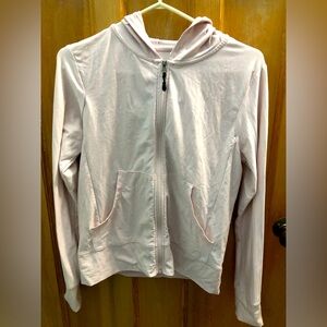 Light pink jacket with cape, zipper and pockets. (Size US : S)